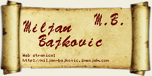 Miljan Bajković vizit kartica